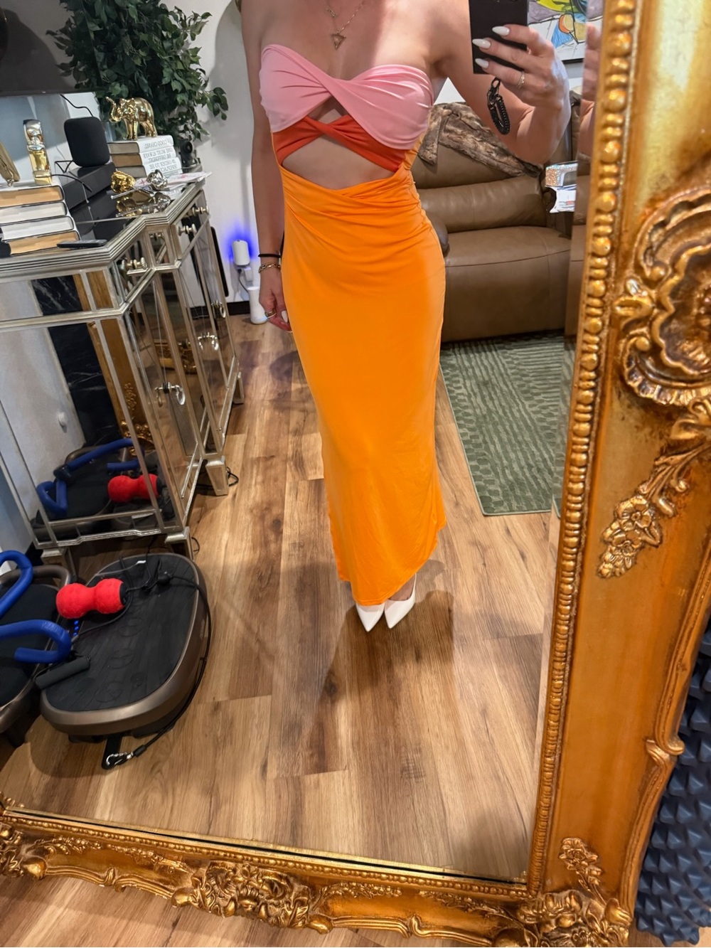 Morgan Pullman Strapless Colorblock Cutout Maxi Dress - Like NEW